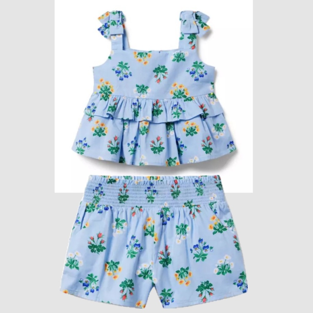 Janie and Jack Blue Floral Kids Matching Set